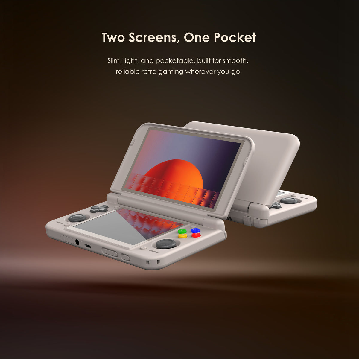 Retroid Pocket Duo Lite+本体 上下2画面を開いた状態