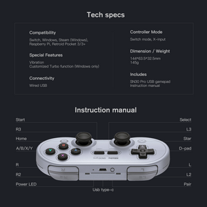 8BitDo SN30-Pro Bluetooth/USB Gamepad